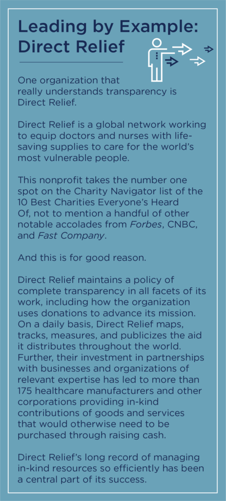 Leading by example direct relief.